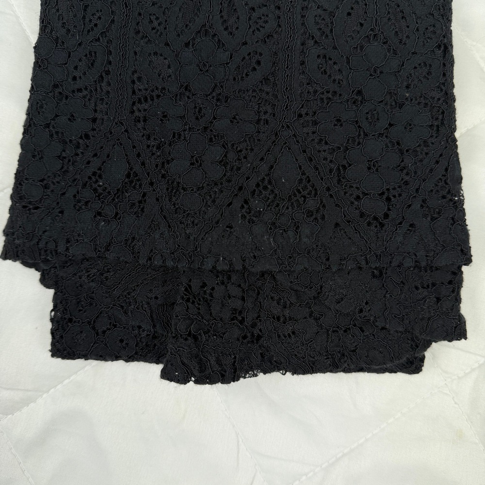 Adiva Womens L Black Lace Top Bell Sleeve High Neck Romantic Goth Blouse - Picture 12 of 14